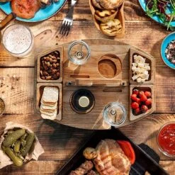 Merkloos Houten Outdoor Wijntafel Draagbare Houten Picknicktafel Mini Campingtafels Met Wijnglas Houder Voor Tuin Outdoor Camping Picknick Strand - Plataan Hout - Wijn -Kampeer Verkoop 1200x1200 617