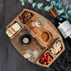 Merkloos Houten Outdoor Wijntafel Draagbare Houten Picknicktafel Mini Campingtafels Met Wijnglas Houder Voor Tuin Outdoor Camping Picknick Strand - Plataan Hout - Wijn -Kampeer Verkoop 1200x1200 618