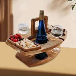 Merkloos Houten Outdoor Wijntafel Draagbare Houten Picknicktafel Mini Campingtafels Met Wijnglas Houder Voor Tuin Outdoor Camping Picknick Strand - Plataan Hout - Wijn -Kampeer Verkoop 1200x1200 619