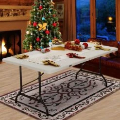 Casaria Tuintafel Opvouwbaar – Met Draaggreep 220x70 Cm – Wit -Kampeer Verkoop 1200x1200 625