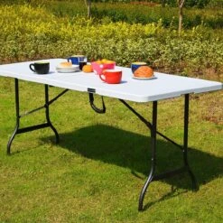 Casaria Tuintafel Opvouwbaar – Met Draaggreep 220x70 Cm – Wit -Kampeer Verkoop 1200x1200 627
