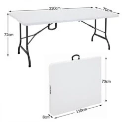 Casaria Tuintafel Opvouwbaar – Met Draaggreep 220x70 Cm – Wit -Kampeer Verkoop 1200x1200 629