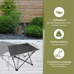 Skandika Ruka S Kleine Campingtafel – Campingtafels - Aluminium Campingtafel, Opvouwbaar, Zeer Licht, Eenvoudig Te Monteren, Stabiele Standaard - Opvouwtafel Voor Kamperen, Tenten Wandelen, Reizen, Thuis, Tuin – Tot Max. 20 Kg. - Grijs -Kampeer Verkoop 1200x1200 716