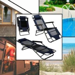 Ligstoel 155x60cm - Opvouwbaar Campingstoel Ligbed Strandstoel Tuinstoel Vouwligstoel Blauw -Kampeer Verkoop 1200x1200 750