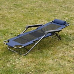 Ligstoel 155x60cm - Opvouwbaar Campingstoel Ligbed Strandstoel Tuinstoel Vouwligstoel Blauw -Kampeer Verkoop 1200x1200 753