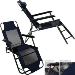 Ligstoel 155x60cm - Opvouwbaar Campingstoel Ligbed Strandstoel Tuinstoel Vouwligstoel Blauw -Kampeer Verkoop 1200x1200 754