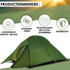 Cloud Up 3 Upgraded - Naturehike® - Tent 3 Persoons - Lichtgewicht Tent - Incl. Grondzeil - 20D 4000MM - Outdoor Kampeertent - Waterdicht - Hiking & Wandelen -Kampeer Verkoop 1200x1200 87