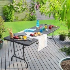 Casaria Tuintafel Opvouwbaar – Met Draaggreep 180x75 Cm – Zwart -Kampeer Verkoop 1200x1200 872