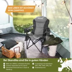 Skandika Relax Comfort Campingstoel - Campingstoel Opvouwbaar - Comfortabele Klapstoel Met Drinkhouder En Koelvak, Tot Max. 160 Kg, Opvouwbaar, Lichtgewicht | Vouwstoel Voor Kamperen, Camping, Festival, Vissen – Grijs -Kampeer Verkoop 1200x1200 921