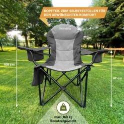 Skandika Relax Comfort Campingstoel - Campingstoel Opvouwbaar - Comfortabele Klapstoel Met Drinkhouder En Koelvak, Tot Max. 160 Kg, Opvouwbaar, Lichtgewicht | Vouwstoel Voor Kamperen, Camping, Festival, Vissen – Grijs -Kampeer Verkoop 1200x1200 923