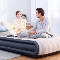 Sable Luxe Queen Size 2 Persoons Luchtmatras Met Ingebouwd Kussen, Opblaasbaar Luchtbed Met Ingebouwde Elektrische Pomp Voor Kamperen, Reizen Of Overnachtende Gasten Of Festival -Kampeer Verkoop 1200x1200 964