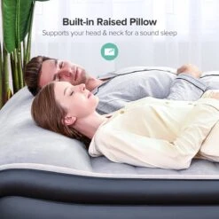 Sable Luxe Queen Size 2 Persoons Luchtmatras Met Ingebouwd Kussen, Opblaasbaar Luchtbed Met Ingebouwde Elektrische Pomp Voor Kamperen, Reizen Of Overnachtende Gasten Of Festival -Kampeer Verkoop 1200x1200 967