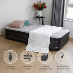 BluMill Eenpersoons Luchtbed - Met Ingebouwde Pomp - Luchtbed Zelfopblazend - Incl. Draagtas - 191x99x36 Cm -Kampeer Verkoop 1200x1200 997