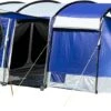 Skandika Montana 8 Sleeper Tent – Tunneltent – 8 Persoons Familietent - Campingtent – Sleeper Technology (2 Tot 4 Extra Donkere Slaapcabines) – Ingenaaide Tentvloer - Muggengaas – 700 X 310 X 200 Cm (LxBxH) – 5000mm Waterkolom – Kamperen – Blauw/wit -Kampeer Verkoop 1200x472