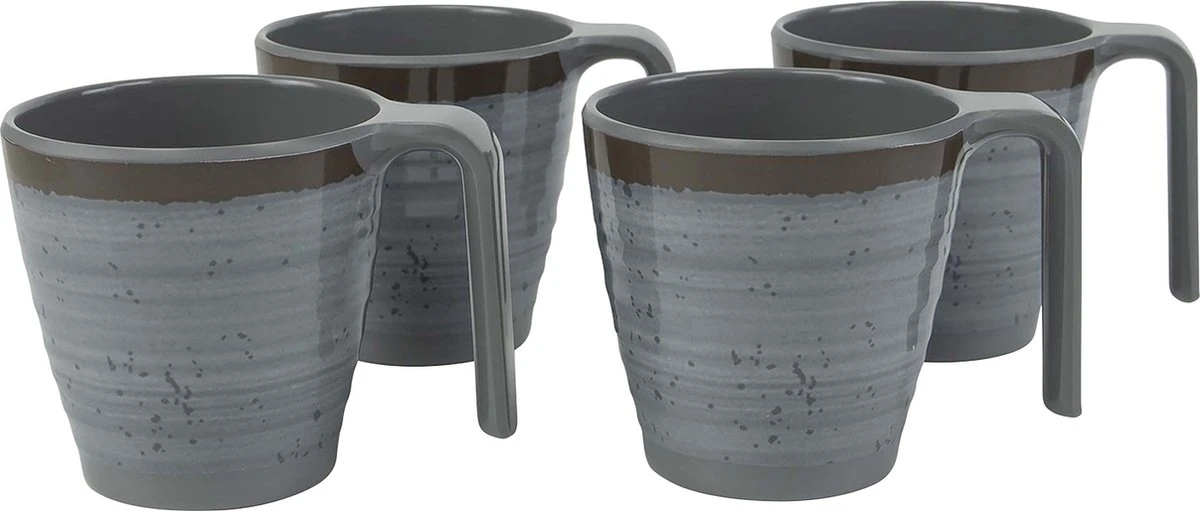 Bo-Camp - Mok - Halo - M - Grijs - 4 Stuks 1 Bo-Camp - Mok - Halo - M - Grijs - 4 Stuks