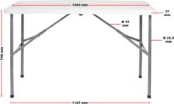 Toboli Klaptafel 120x60x74cm Campingtafel Wit; Bijzettafel, Inklapbare Tafel - Multistrobe -Kampeer Verkoop 1200x721 3