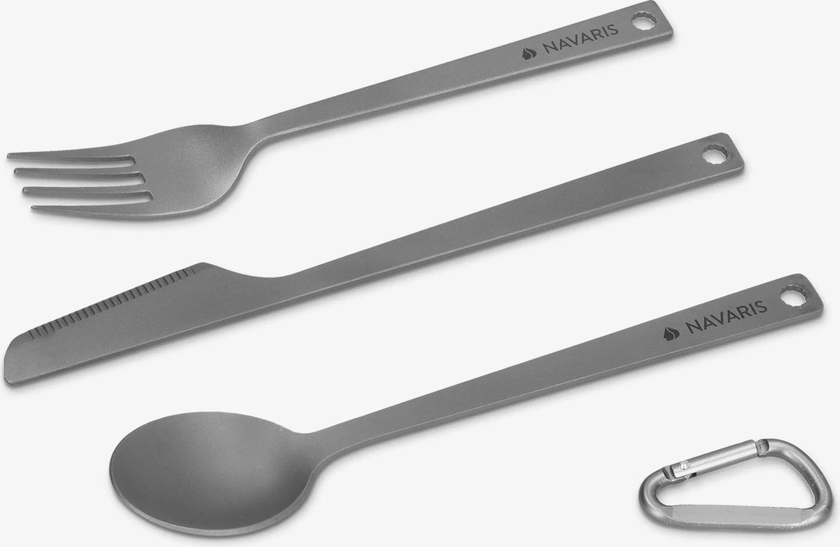 Navaris Campingbestek Van Titanium - Set Met Vork, Mes En Lepel - Bestekset Voor Onderweg En Op Reis - Inclusief Karabijnhaak En Bewaarzakje 10 Navaris Campingbestek Van Titanium - Set Met Vork, Mes En Lepel - Bestekset Voor Onderweg En Op Reis - Inclusief Karabijnhaak En Bewaarzakje - Image 10