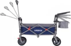 AREBOS Premium Steekwagen Met Dak Opvouwbare Tuinkar Handkar Bolderkar Blauw / Grijs -Kampeer Verkoop 1200x787 5