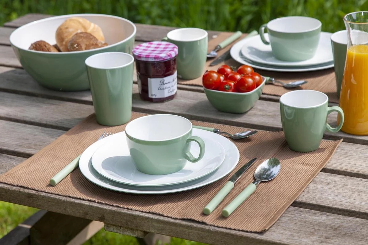 Bo-Camp Servies - Campingbord - 100% Melamine - 16-delig - Groen 5 Bo-Camp Servies - Campingbord - 100% Melamine - 16-delig - Groen - Image 5