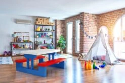 Merkloos Kinder Picknicktafel Met Parasol - Blauw -Kampeer Verkoop 1200x800 133