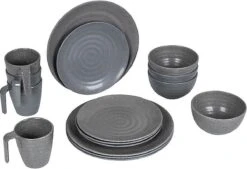 Bo-Camp Campingservies - 100% Melamine - 16-delig - Stone - Grijs -Kampeer Verkoop 1200x820 2