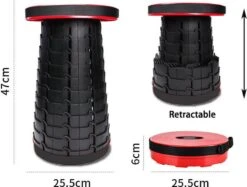 Kampeerkruk - Uitschuifbare Kruk - Rood/Zwart- Tot 120 Kg - Travel Stool - Opvouwbare Campingkruk - Inklapbaar Krukje - Telescopische Kruk - Camping - Outdoor -Kampeer Verkoop 1200x910 4