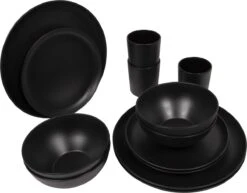 Bo-Camp Industrial - Servies - Orville - Campingbord - 16-delig - Mat Zwart -Kampeer Verkoop 1200x938 1