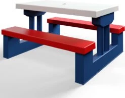 Merkloos Kinder Picknicktafel Met Parasol - Blauw -Kampeer Verkoop 1200x944 1