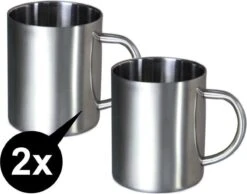 Merkloos RVS Beker-RVS Mok-Koffiebeker-Koffiemok-set 2 Stuks -Kampeer Verkoop 1200x944