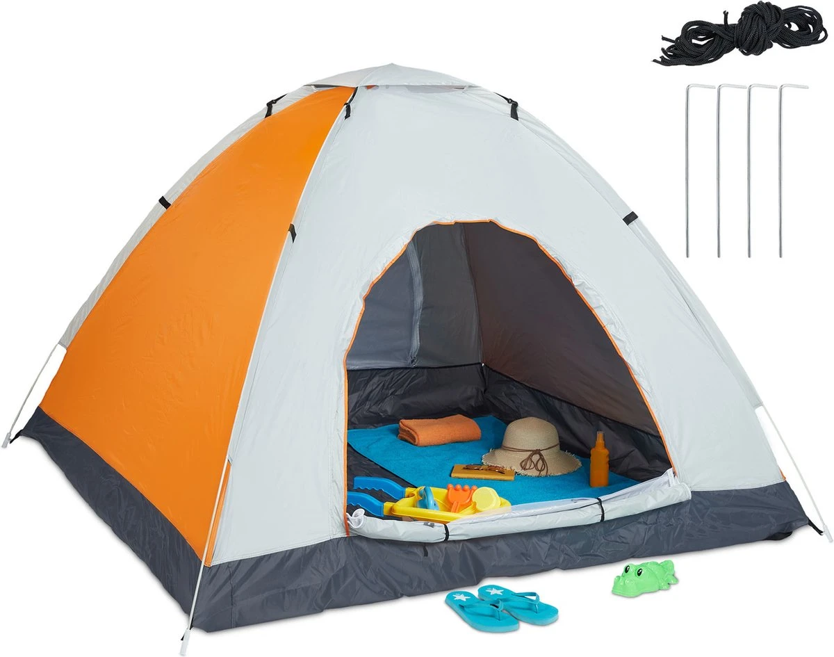 Relaxdays Strandtent Pop-up - Omkleedtent - 145x180 Cm - 2-3 Personen - Beachtent -compact - Oranje 1 Relaxdays Strandtent Pop-up - Omkleedtent - 145x180 Cm - 2-3 Personen - Beachtent -compact - Oranje