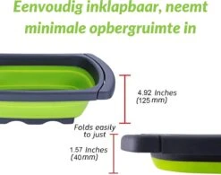 Buxibo - 3-Delige Keuken Vergiet Set Inklapbaar Groen/Grijs -Kampeer Verkoop 1200x948