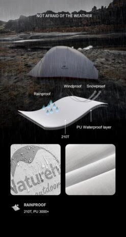 Cloud Up 1 Upgraded - Naturehike® - 1 Persoons Tent - Lichtgewicht Tent - Incl. Grondzeil - 210T 3000mm - Outdoor - Waterdicht - Hiking & Wandelen -Kampeer Verkoop 637x1200