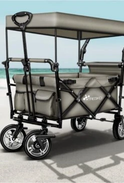 Wildebeest Bolderkar Opvouwbaar Grijs - Bolderwagen Met Kinder Zitje - Bolderkarren - Handkar Grijs - Opvouwbaar Transportwagen - Transportkar - Handkar Tuin Trolley Met Dak Transport Trolley XXL -Kampeer Verkoop 812x1200 1