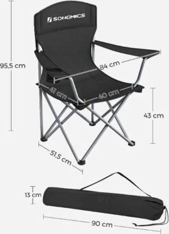 MIRA Home - Campingstoel Set Van 2 Inklapbaar - Klapstoel Met Robuust Frame - Met Flessenhouder - 76 X 51.5 X 95.5 Cm - Zwart -Kampeer Verkoop 866x1200 2